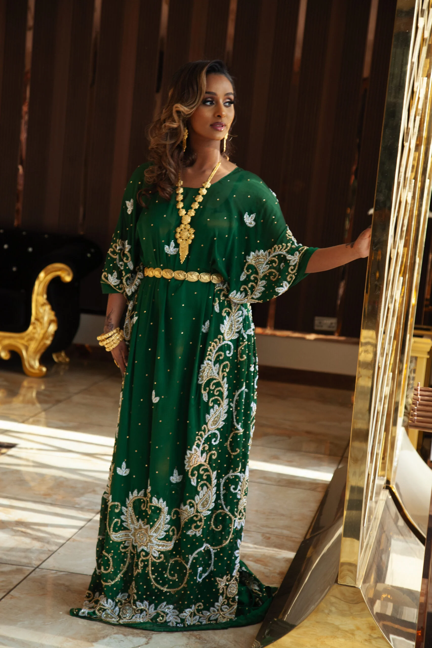 Emerald Green & Gold Long Dirac