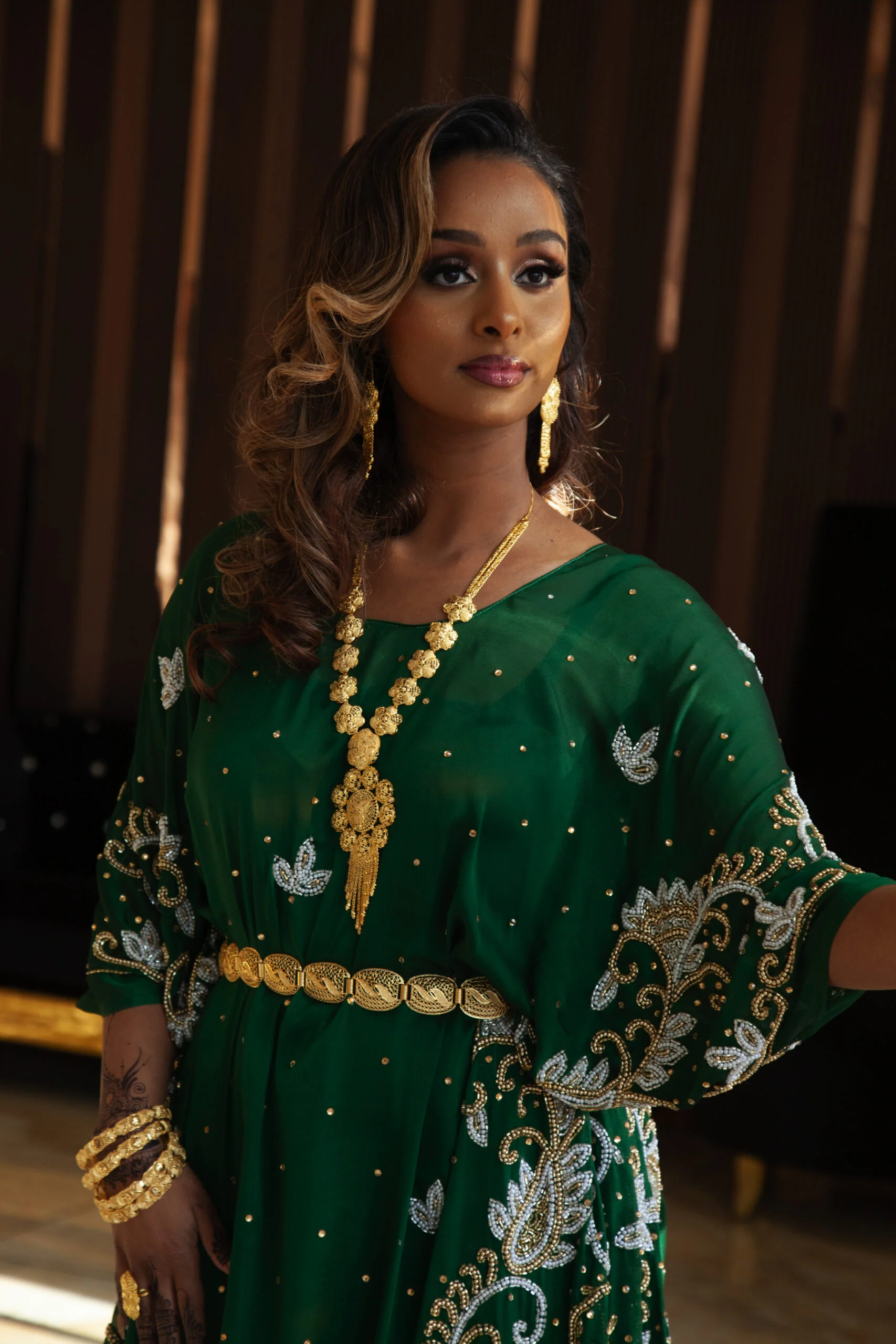 Emerald Green & Gold Long Dirac - Image 2