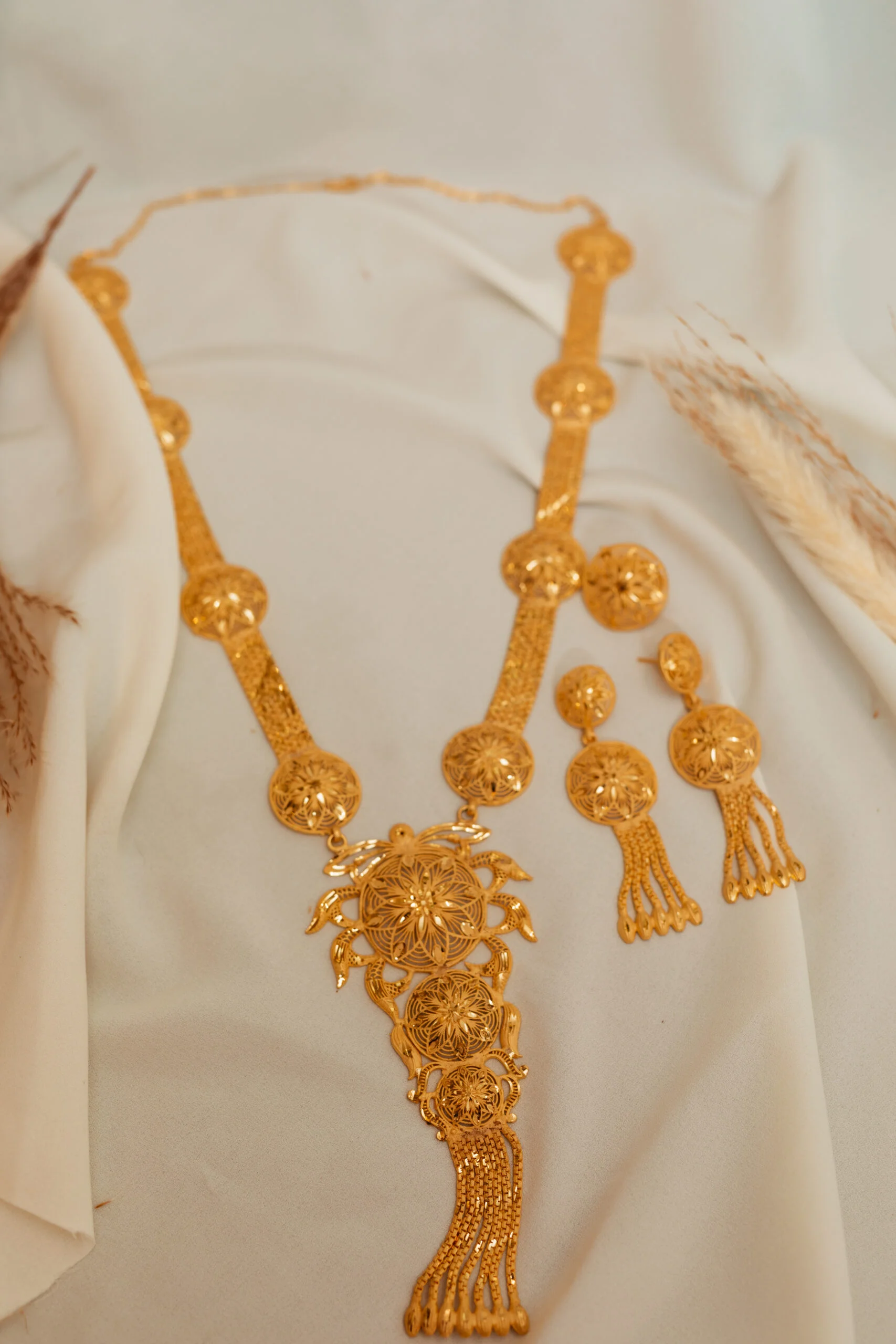 Gold-Plated Necklace and Earrings Set - Image 3