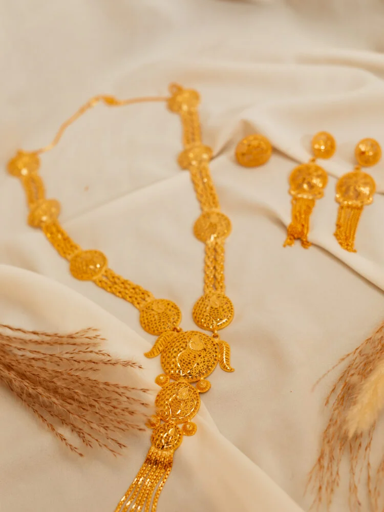 Gold-Plated Necklace and Earrings Set