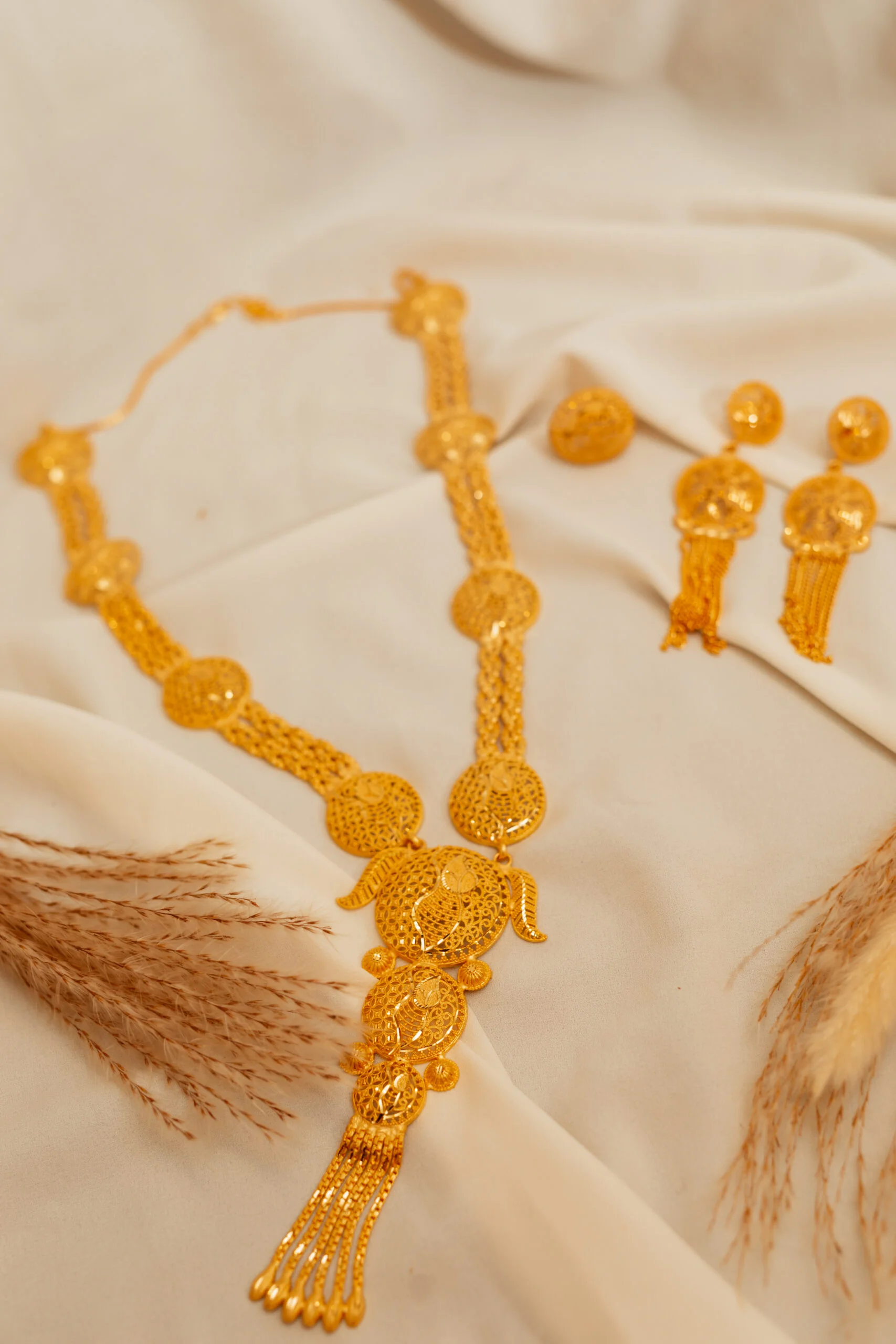 Gold-Plated Necklace and Earrings Set